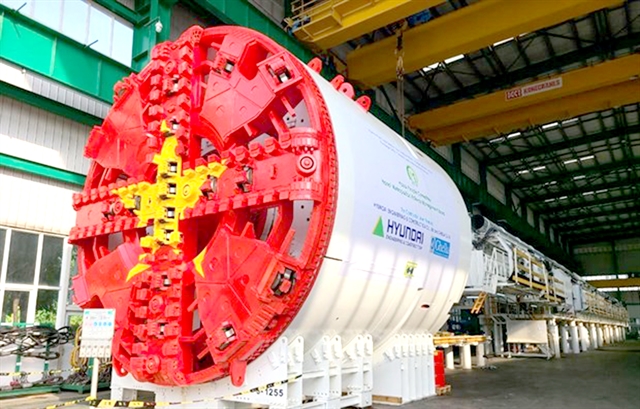 First tunnel boring machine for metro line construction installed
