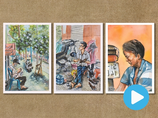 Life sketches record hustle and bustle of Saigon