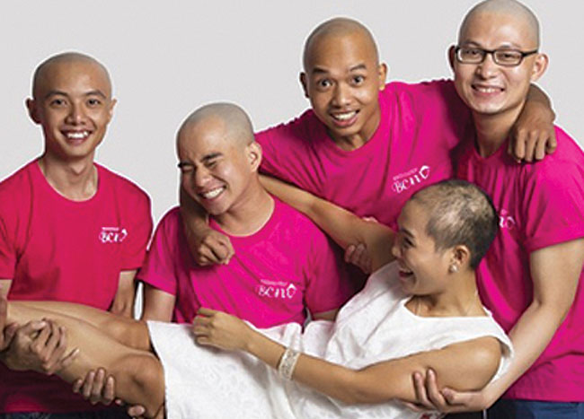 Bald pictures lift up cancer patients