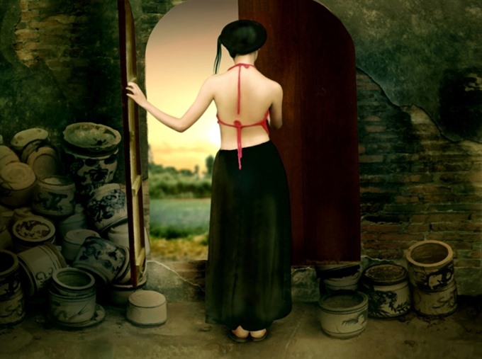 Poetic photo retrospective features women in long dress brassieres