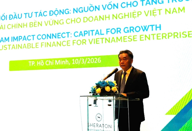 Nguyễn Lộc Hà, permanent deputy chairman of the HCM City People's Committee, speaks at the 'Vietnam Impact Connect: Capital for Growth' forum in HCM City on March 10. — VNS Photo