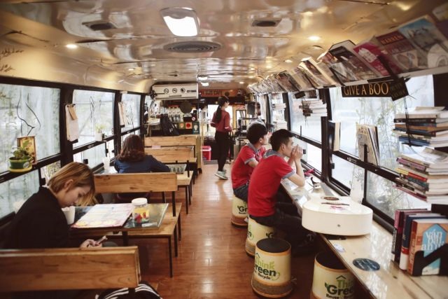 Old bus becomes a bustling cafe